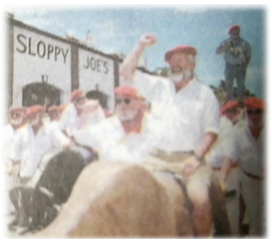 Burton Jamison proudly leads the way during the 2010 Hemingway Days    Running of the Bulls at Sloppy Joe's Key West, FL.